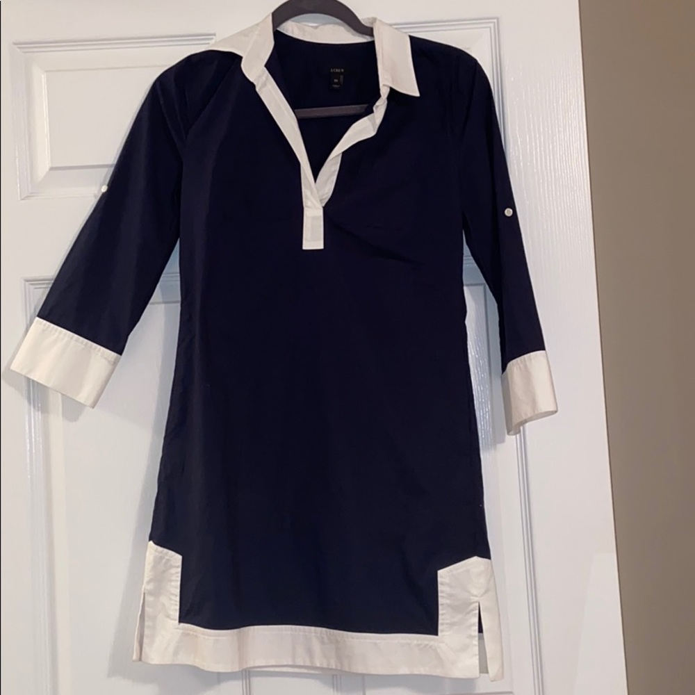 J. Crew Navy and white Collared dress